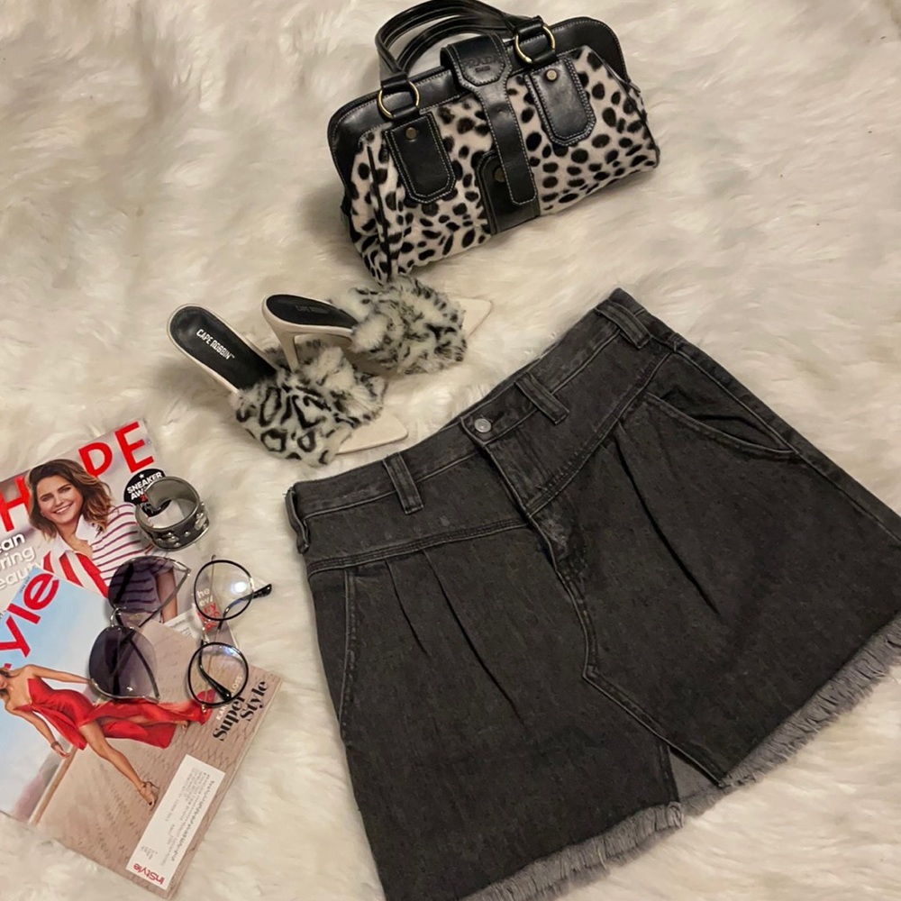 FREE PEOPLE SIDECAR DENIM MINI SKIRT